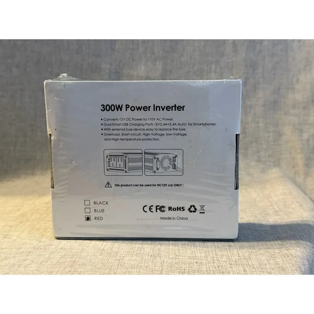 300W Power Inverter DC12V to AC 110V with Dual USB 5V 4.8A Charging Ports